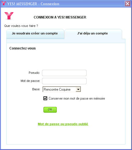 Yes messenger Connexion